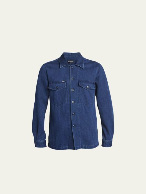 TOM FORD Men's Dark Wash Denim Overshirt