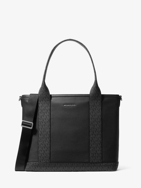 MICHAEL KORS Hudson Leather and Signature Logo Work Tote Bag