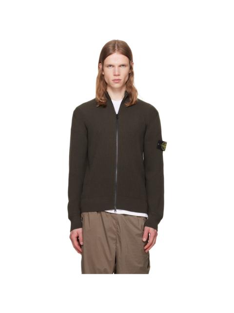 Stone Island Brown 5100017 Ribbed RWS Wool Sweatshirt