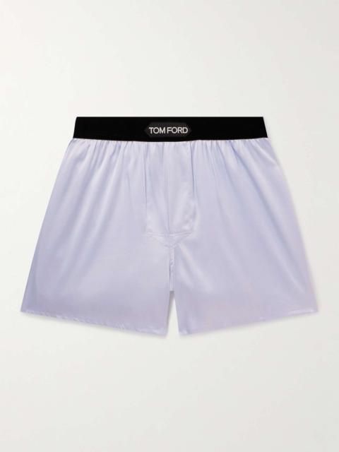 TOM FORD Velvet-Trimmed Stretch-Silk Satin Boxer Shorts