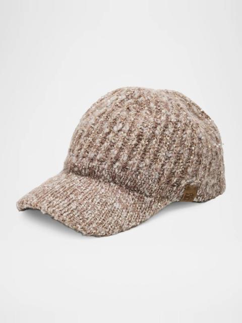 Brunello Cucinelli Cappello Sequined Rib-Knit Baseball Cap