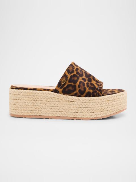 Gianvito Rossi Leopard Slide Flatform Espadrilles