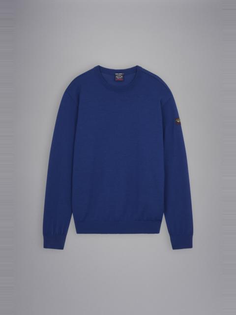 Paul & Shark MERINO WOOL CREW NECK WITH ICONIC BADGE