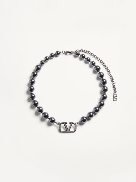 Valentino VLOGO SIGNATURE METAL CHOKER WITH SWAROVSKI® PEARLS