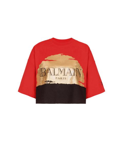 Disney x Balmain: The Lion King - Cropped T-shirt with Sunset print