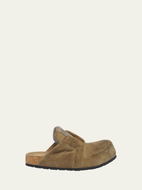 BALENCIAGA Men's Dumbo Distressed Suede Mules