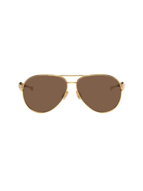 Bottega Veneta Gold Sardine Aviator Sunglasses