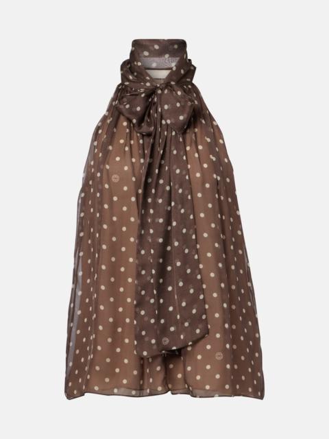 ELIE SAAB Polka-dot tie-neck silk chiffon top