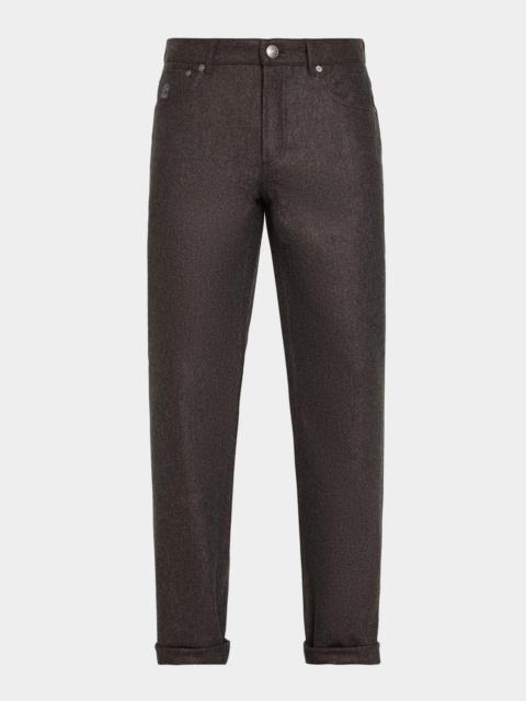 Brunello Cucinelli Men's Carded Flannel Five-Pocket Pants