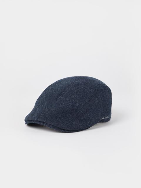 Brunello Cucinelli Virgin wool flannel flat cap with embroidery