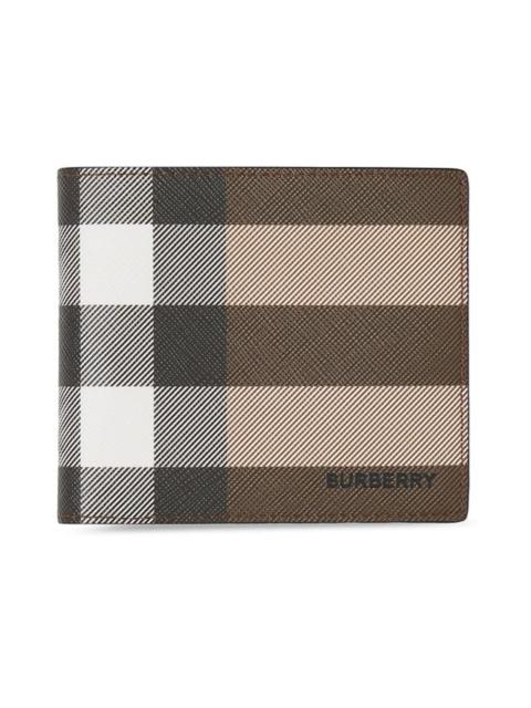 Burberry Burberry Check E-canvas International Bifold Wallet 8 slot Dark Birch Brown