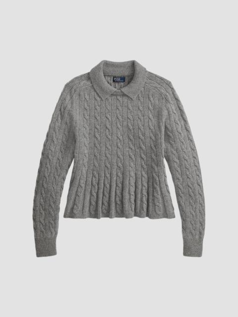 Polo Ralph Lauren Women's Cable Wool-Cashmere Peplum Sweater - Outpost Gray