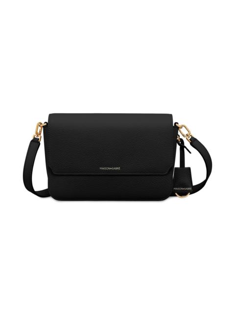 MAISON de SABRÉ Women's Medium Leather Flap Shoulder Bag - Black Caviar