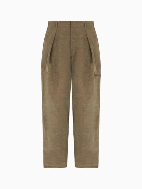 GIORGIO ARMANI SINGLE-PLEAT TROUSERS IN LINEN AND LYOCELL