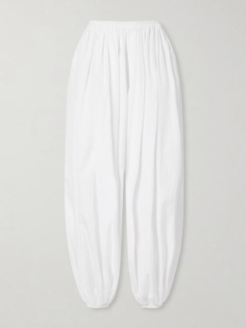 ALAÏA Striped cotton-poplin balloon pants White