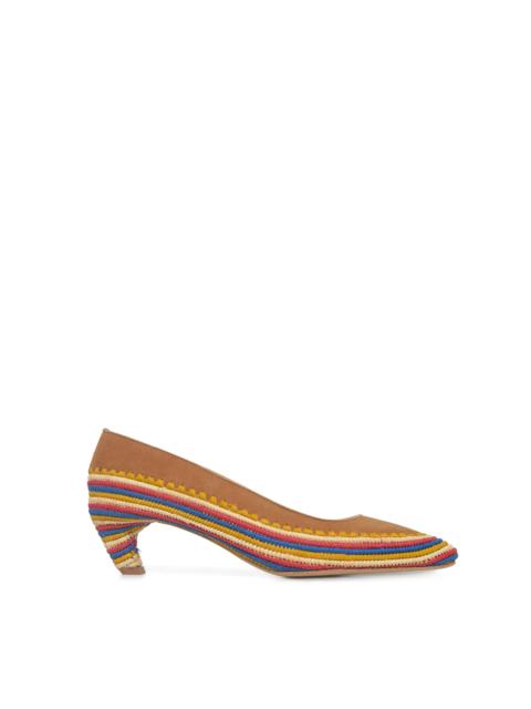 GABRIELA HEARST Peggy Heel in Camel Multi Suede & Raffia