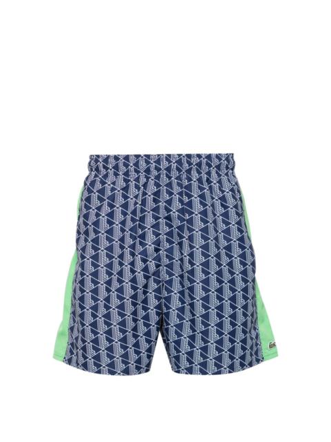 LACOSTE monogram-print drawstring swim shorts