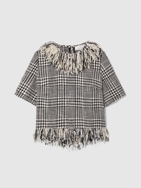 LIBEROWE FRINGE TOP IN BLACK & WHITE CHECK