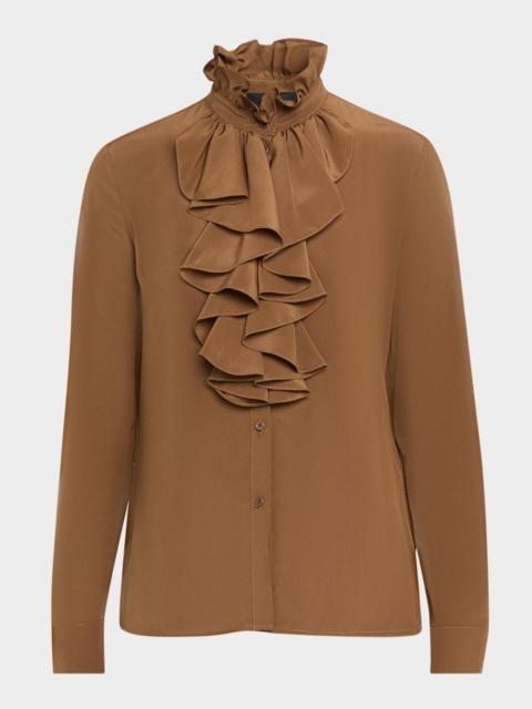 NILI LOTAN Lily Silk Ruffle Blouse