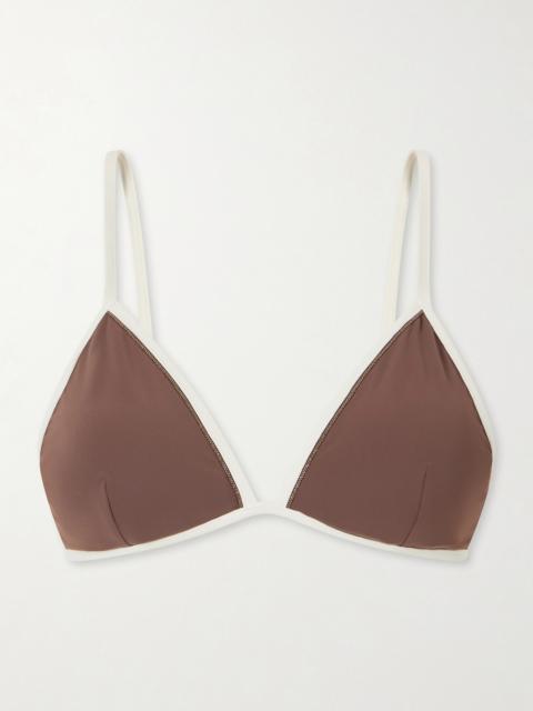 Brunello Cucinelli Bead-embellished Triangle Bikini Top