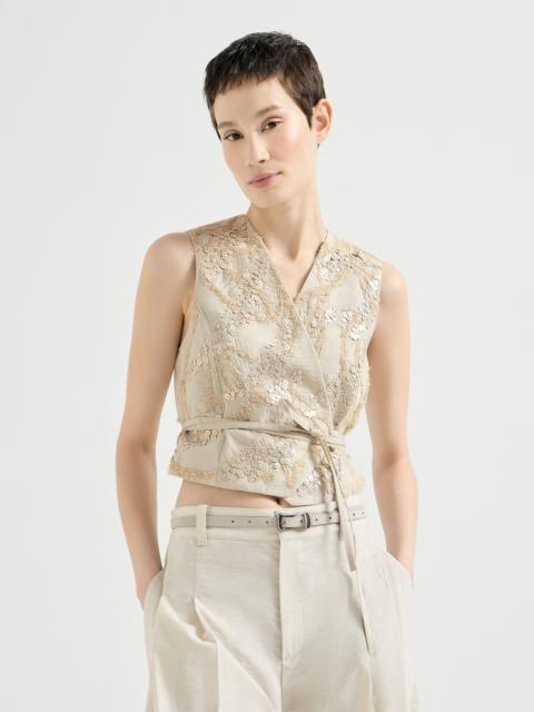 Brunello Cucinelli Techno cotton poplin vest with  dazzling seabed embroidery