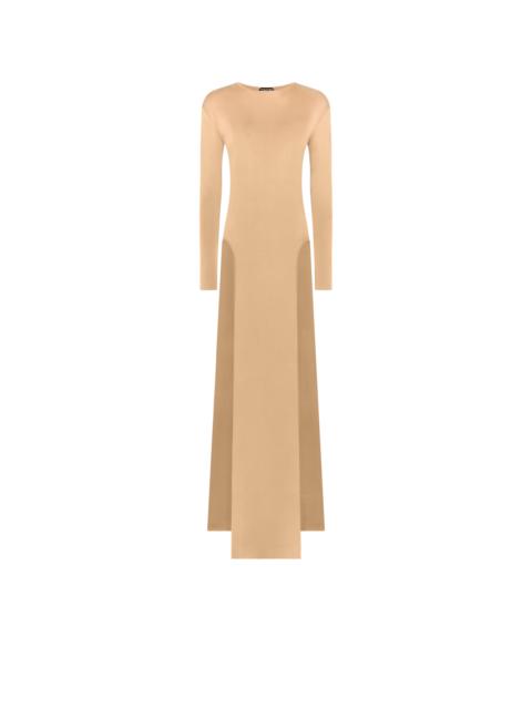 TOM FORD FINE KNIT CREWNECK EVENING DRESS WITH HIGH LEG SIDE SLASHES