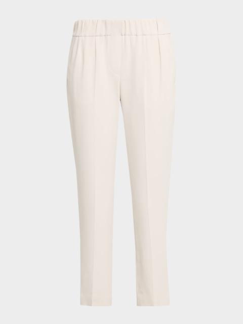 Brunello Cucinelli Crepe Cady Slim-Leg Ankle Pull-On Pants
