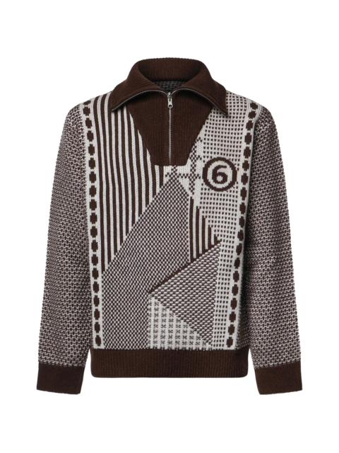 MM6 Maison Margiela Mm6 Maison Margiela Patchwork Quarter-zip Sweater