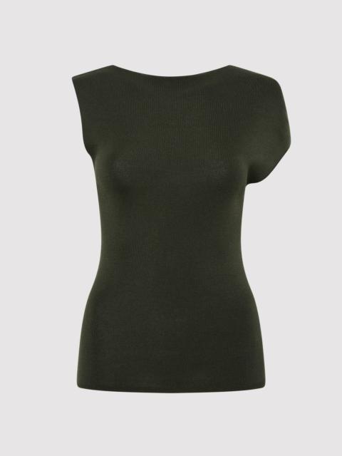 ST. AGNI Asymmetric Knit Top - Basil