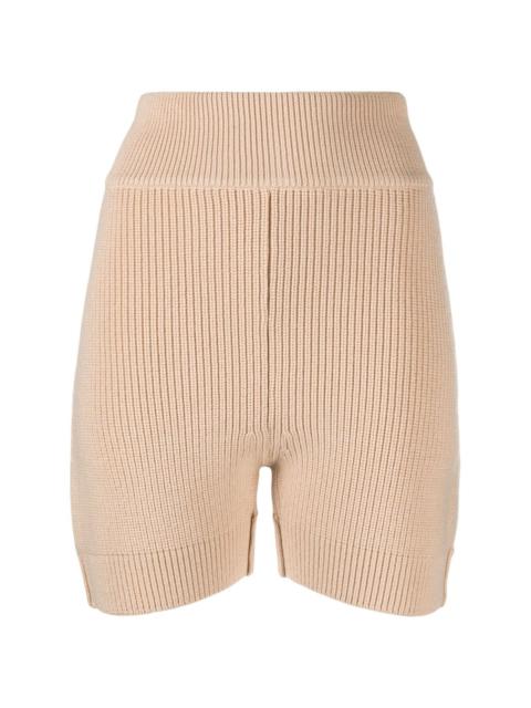 ribbed-knit high-waisted shorts