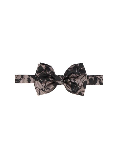 Dries Van Noten Gray & Black Silk Bow Tie
