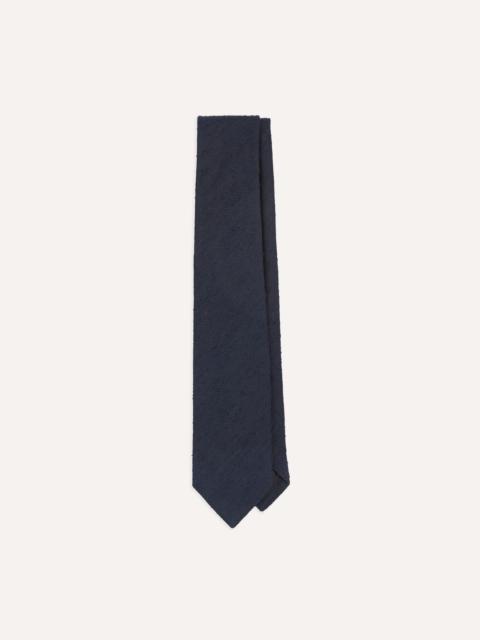 Drake's Navy Herringbone Shantung Silk Tipped Tie