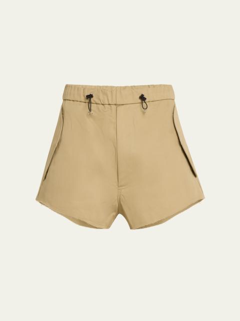 RANDOM IDENTITIES Men's Cropped Twill Back-Zip Shorts