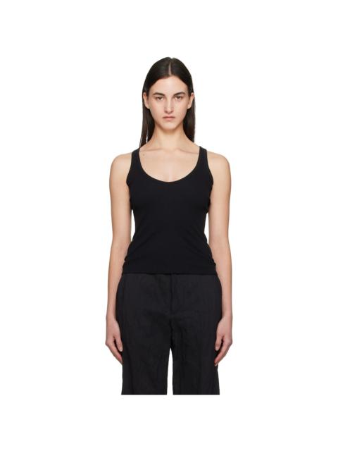 Black Cotton Ribbed Tank Top