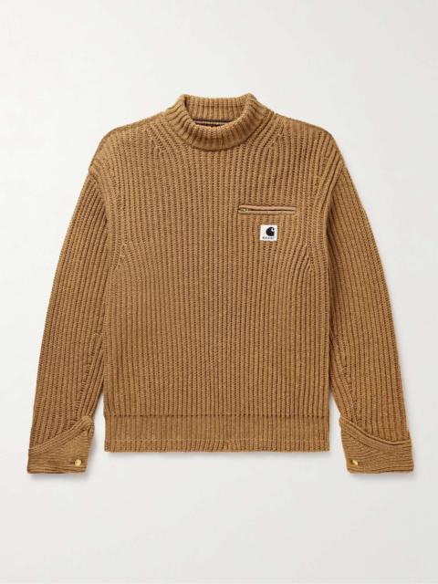 sacai + Carhartt WIP Detroit Ribbed Wool and Nylon-Blend Sweater
