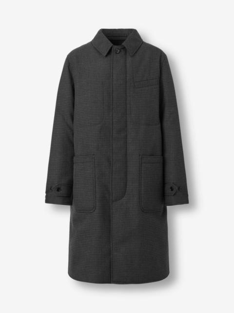 Burberry Micro Check Wool Car Coat