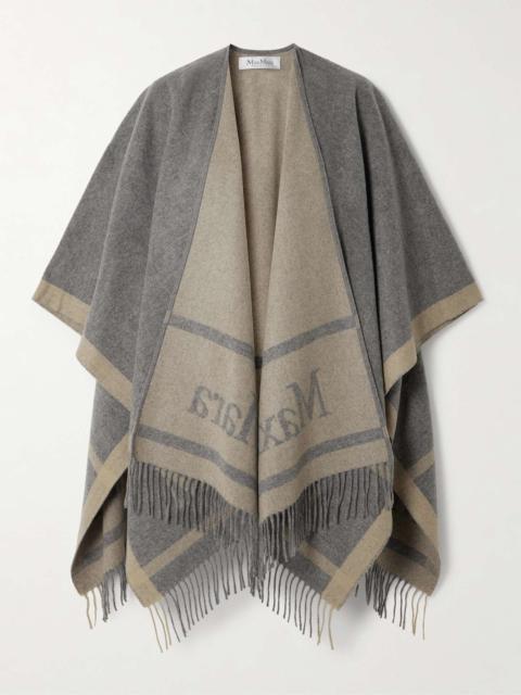 Max Mara Hilde logo-jacquard wool cape Light gray