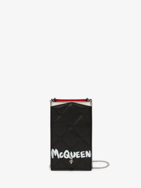 Alexander McQueen Women's McQueen Graffiti Phone Case With Chain in Black/white