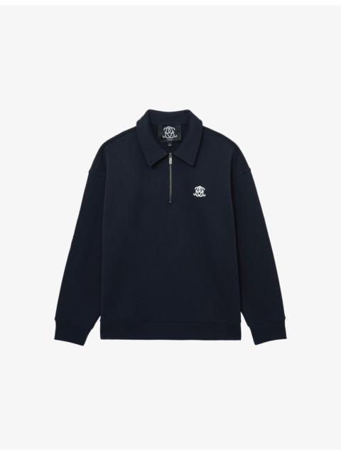 REISS Avi Half-Zip Cotton-Jersey Sweatshirt