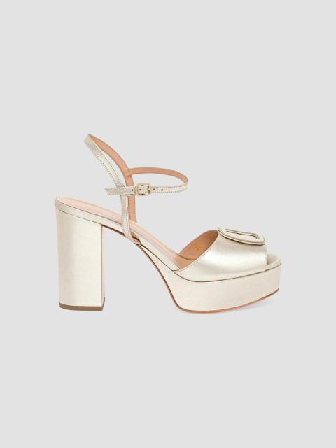 Santoni Women's Carla 60MM Metallic Leather Platform Sandals - Gold