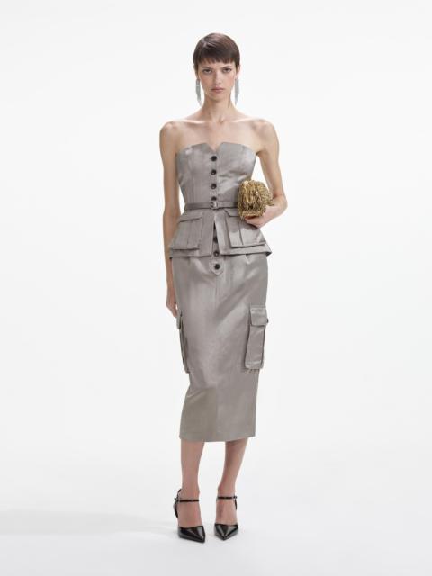 self-portrait Taupe Satin Corset Top