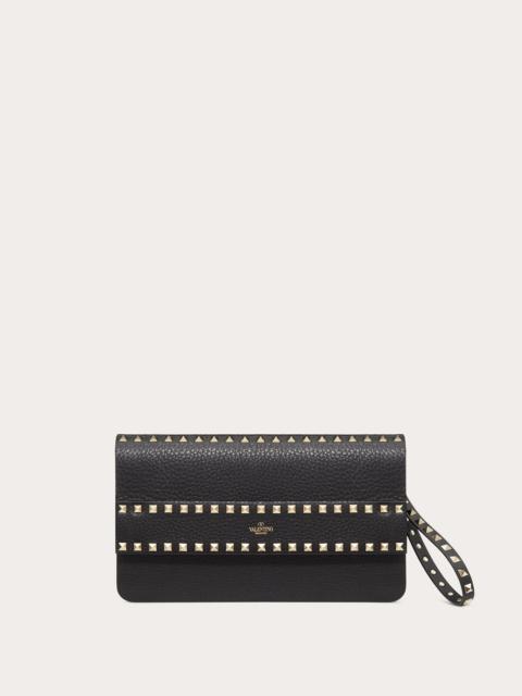 Rockstud Grainy Calfskin Clutch