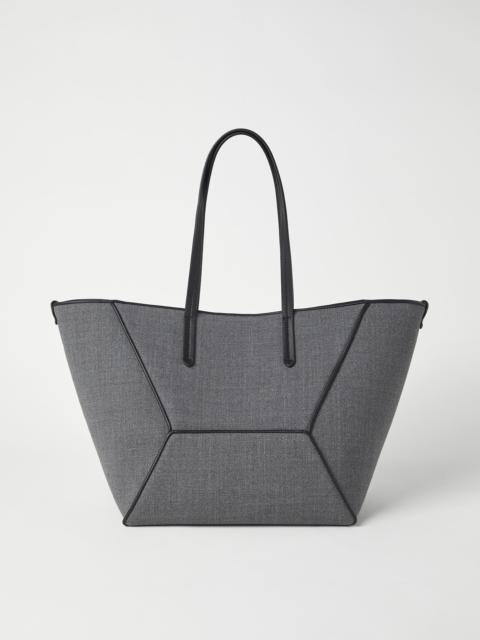 Virgin wool canvas shopper bag with monili