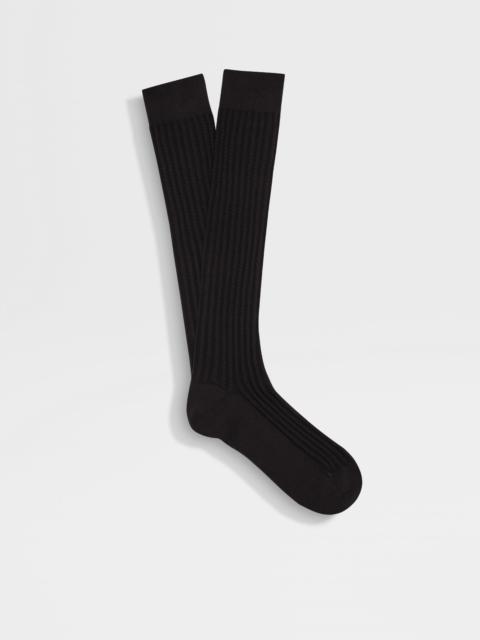 ZEGNA BLACK COTTON BLEND SOCKS