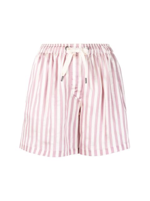 striped drawstring mini shorts