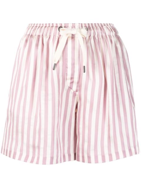 striped drawstring mini shorts