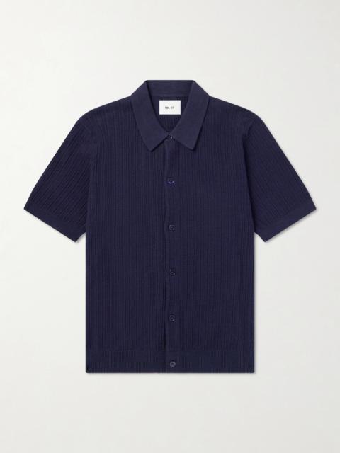NN07 Nolan 6695 Textured-Knit Organic Cotton Shirt