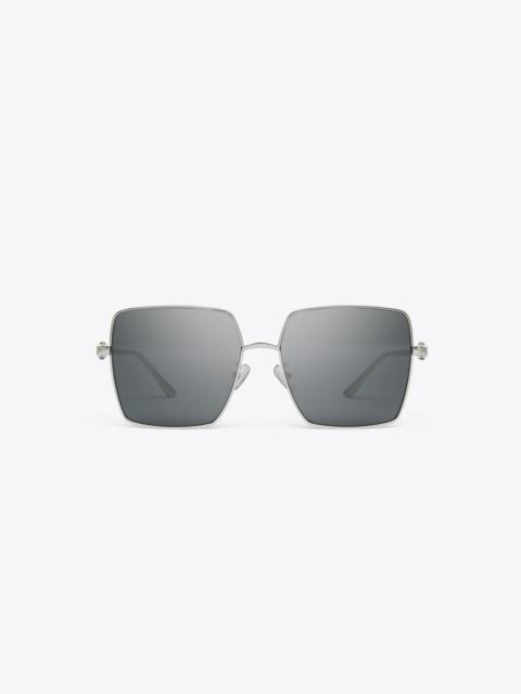 TORY BURCH Kira Metal Oversized Square Sunglasses