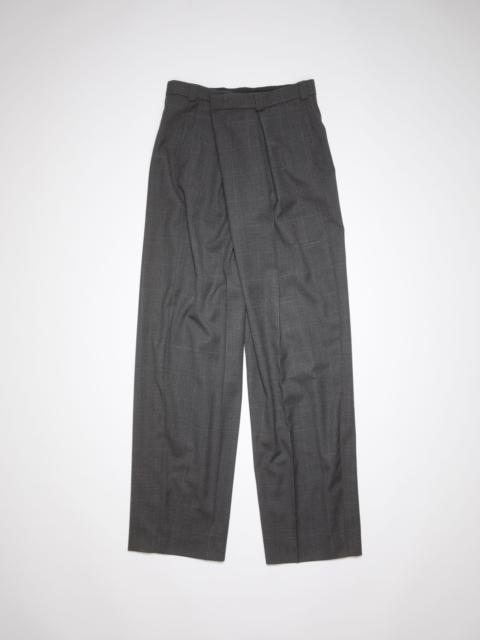 Tailored wool blend wrap trousers - Grey/black