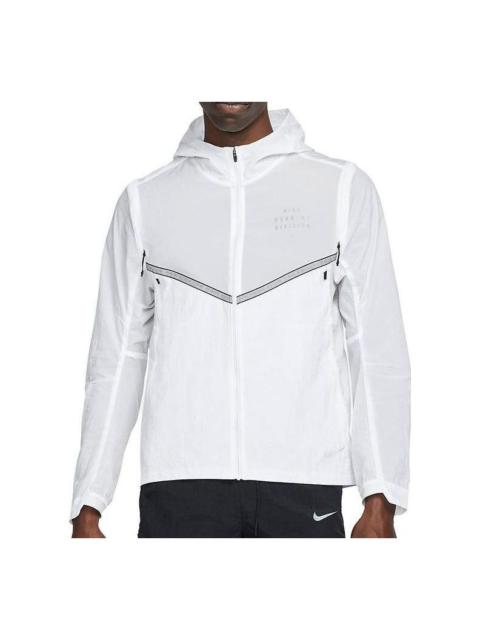 Nike Solid Color Woven Water Repellent Sports Hooded Jacket White DM4774-100